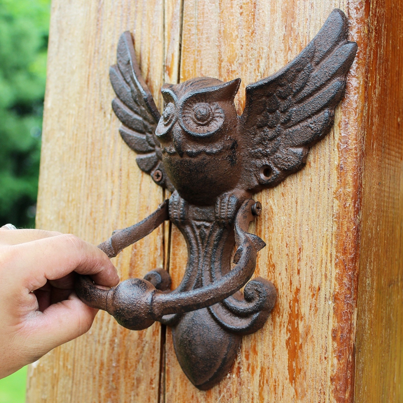 Art Craft Door - Rustik baykuş dökme demir kapı tokmağı