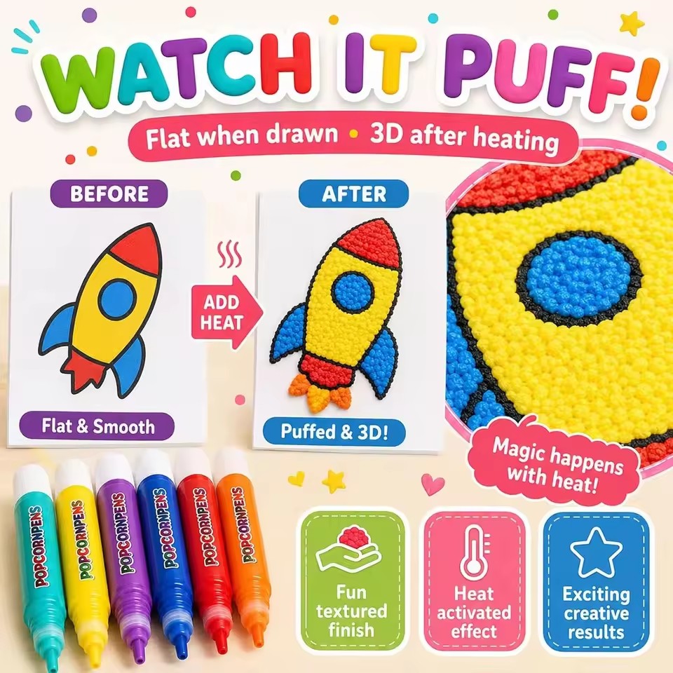 Art Craft Easy - Puffy Popcorn Kalem Seti, Günlük Çalışmaları,