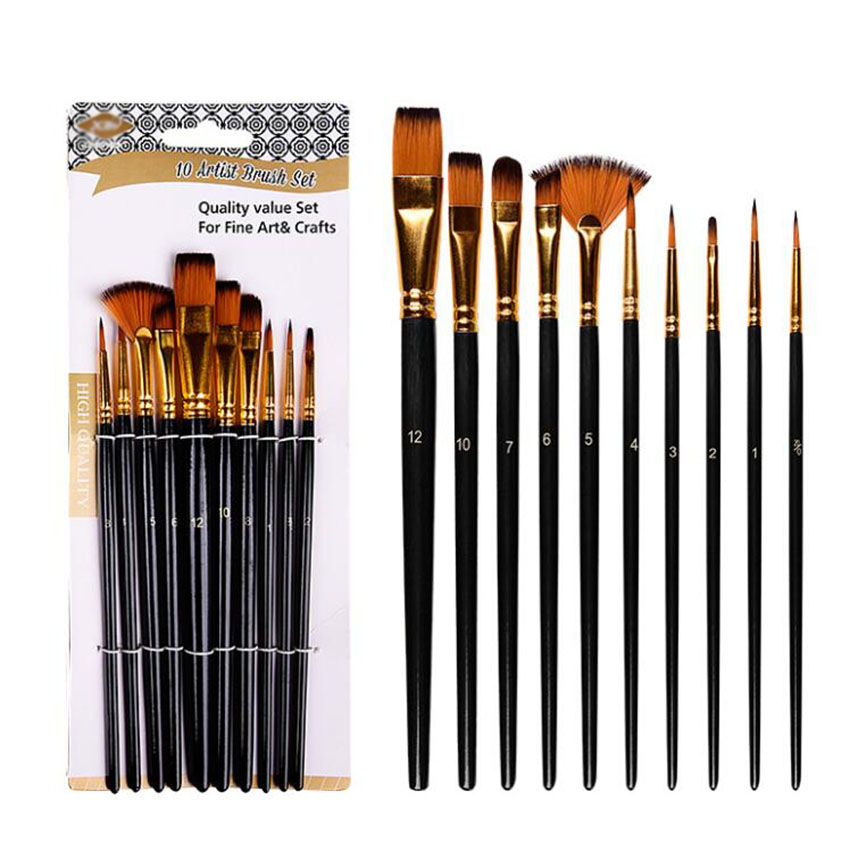 Gouache Paint Set - 10 adet/takım suluboya guaj boya fırçaları