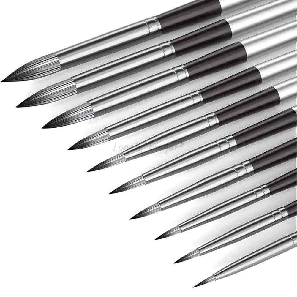Gouache Paint Set - 10 adet Yuvarlak Suluboya Boya Fırçası