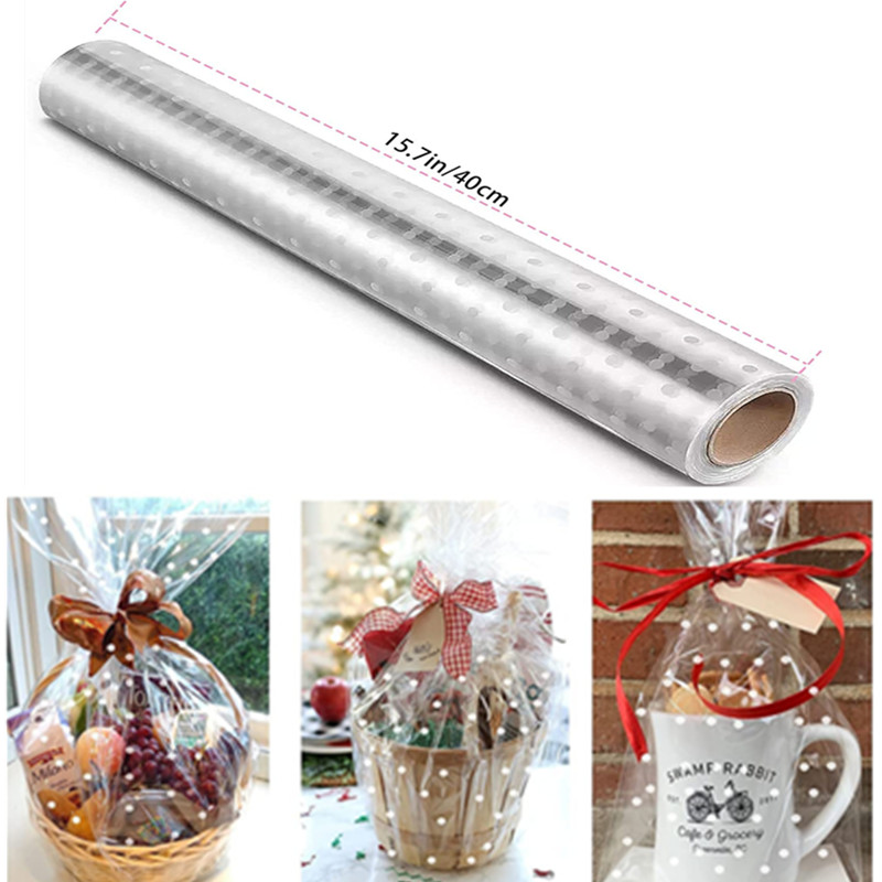 School Of Art X Craft - Beyaz noktalar selofan çanta, selofan Wrap