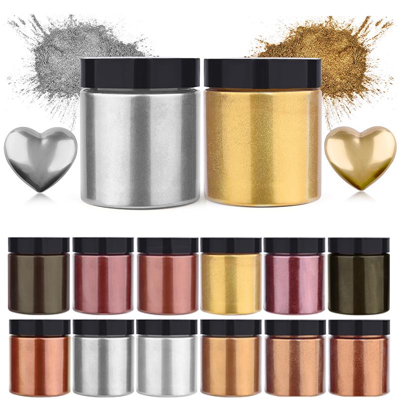 Resin Pigment Powder - 50g pırıltılı metalik altın gümüş renk