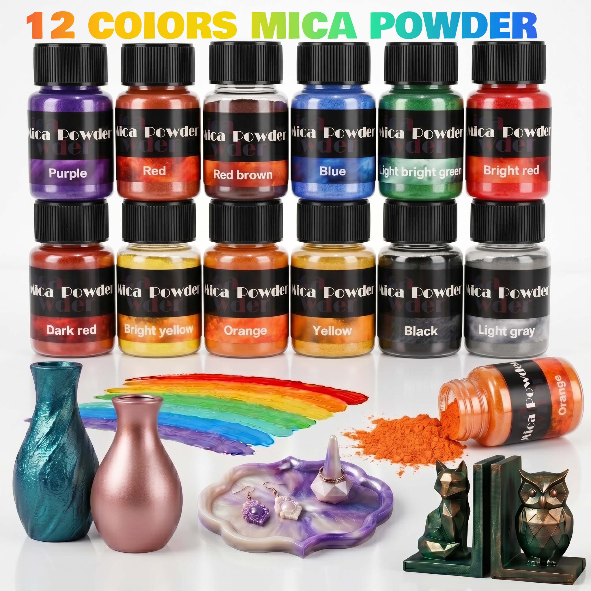 Resin Pigment Powder - 12 renkli alçı pigment tozu boya