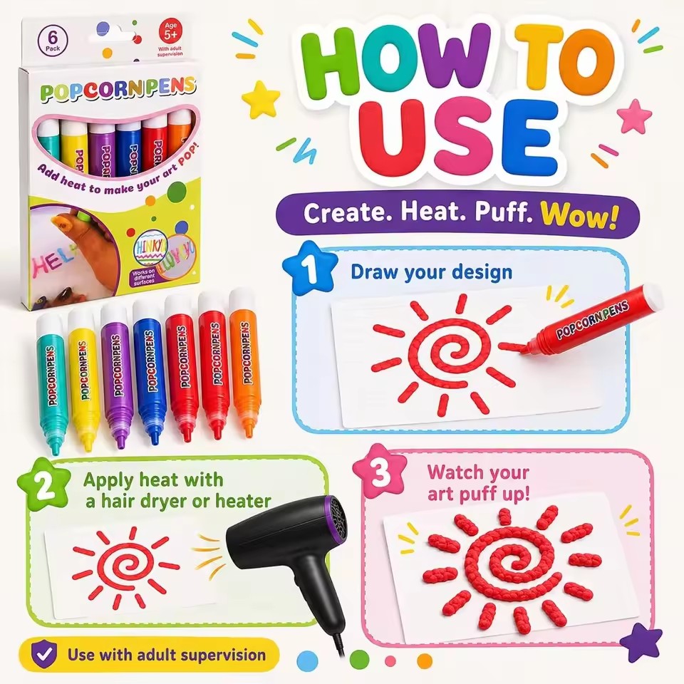 Puffy Popcorn Kalem Seti, Günl - Art Craft Easy incelemesi ve fiyatı