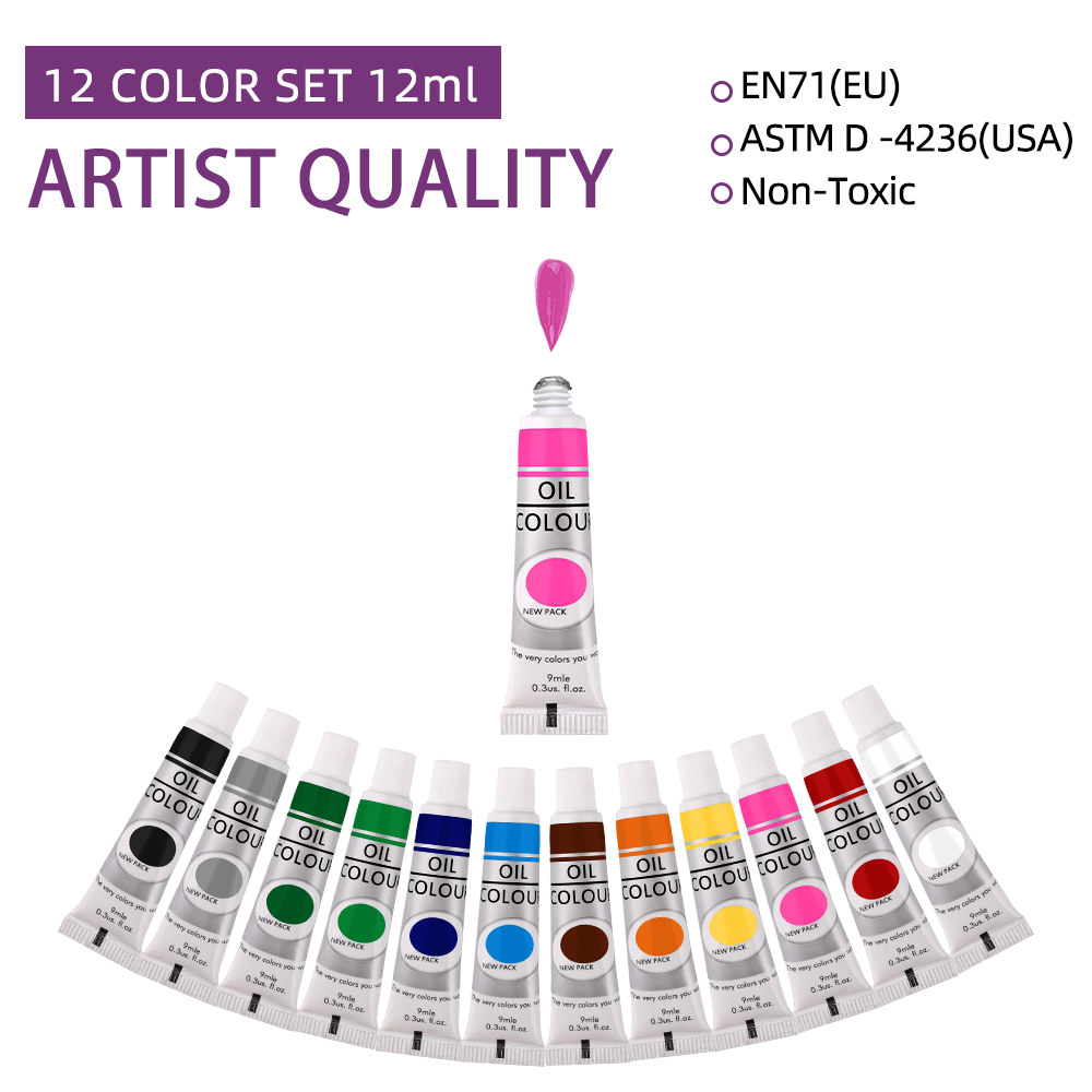 12 renk yağ boyalar Set 9ml tü - Art Craft Youtube incelemesi ve fiyatı